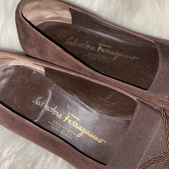 Salvatore Ferragamo Shoes Women’s Size 8.5 B Suede Tassel Loafer Heels Pumps - Picture 4 of 14